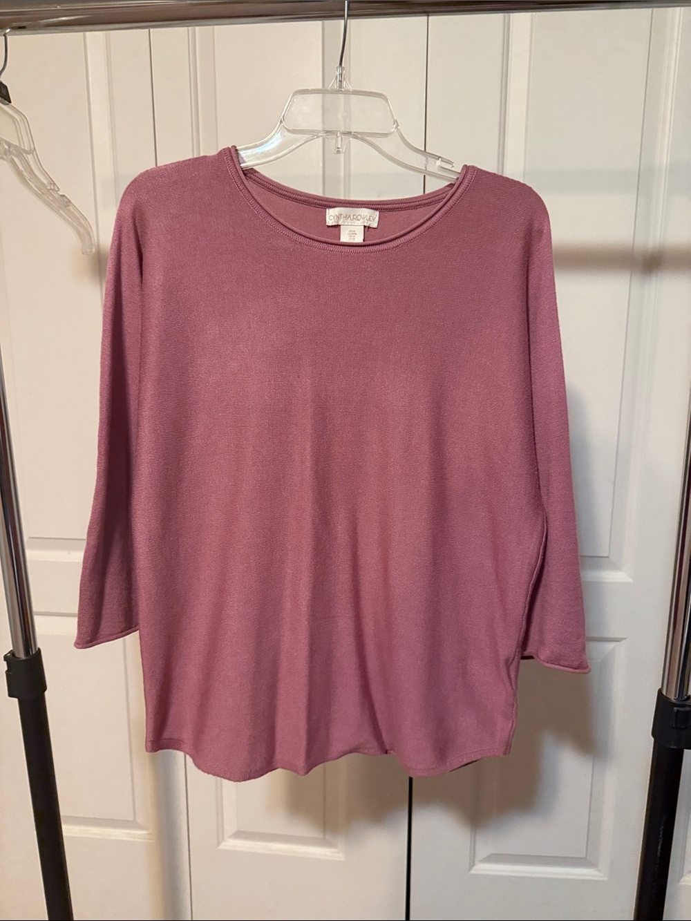 Cynthia Rowley Mauve Round-Neck Long Sleeve Top